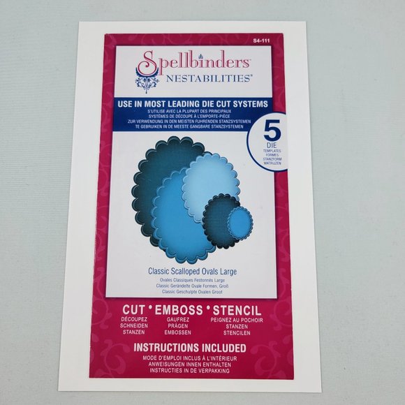 Spellbinders Classic Scalloped Ovals Large Metal Die Cut Set Nestabilities Set 5 - Picture 3 of 6